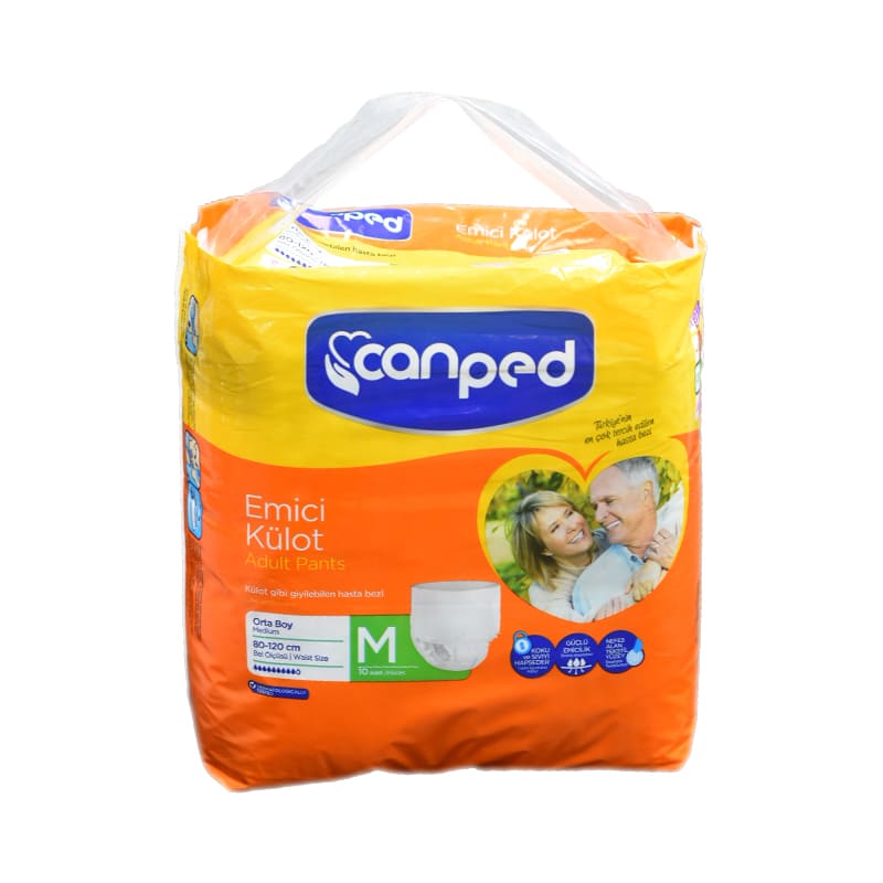 Canped Adult Diapers for incontinence (Size: M) (waist Size between 80 120 cm) For both sexes, High Quality, High Absorbance, Anti leakage barrier, Dermatologically tested (10 Pcs)