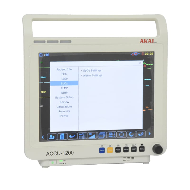 جهاز قياس الوظائف الحيوية (ACCU1200 ) 5 وظائف شاشة 12 بوصة شامل طابعة حرارية داخلية بطارية داخلية قابلة للشحن ومستلزمات التشغيل مناسب للكبار والأطفال وحديثي الولادة (أبيض) من اكاي ميد