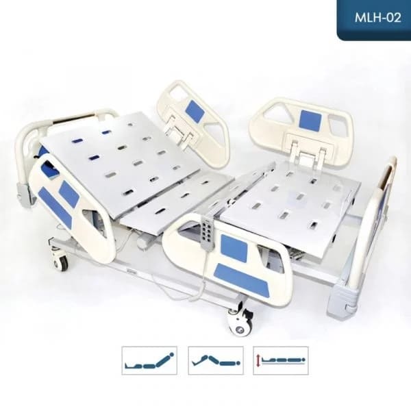 Medicalab | Three-Function Electric Bed | Optimum Relaxation - Anti-Rust - High-Density, Leather-Covered Sponge Mattress - Remote Control - Removable Bed Boards & I.V. Stand