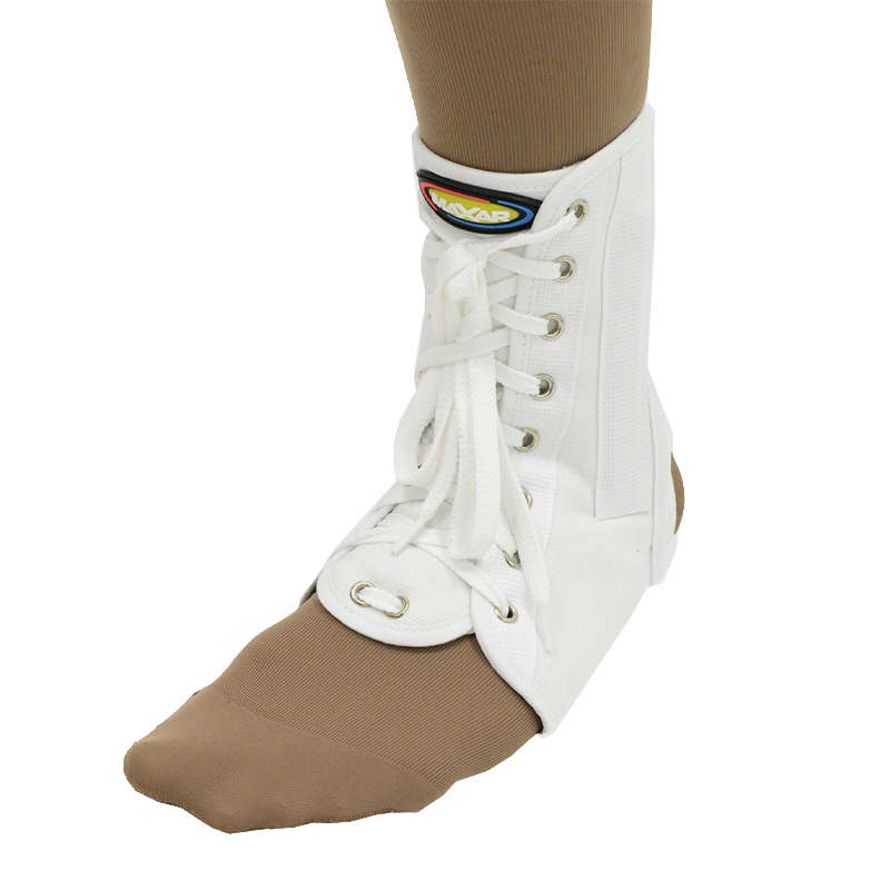Lace up Canvas Ankle Brace (Nan 115) White from MAXAR provides support & comfort to ankles for right or left ankle Light weight and breathable, fits easily in most shoes (color: White)