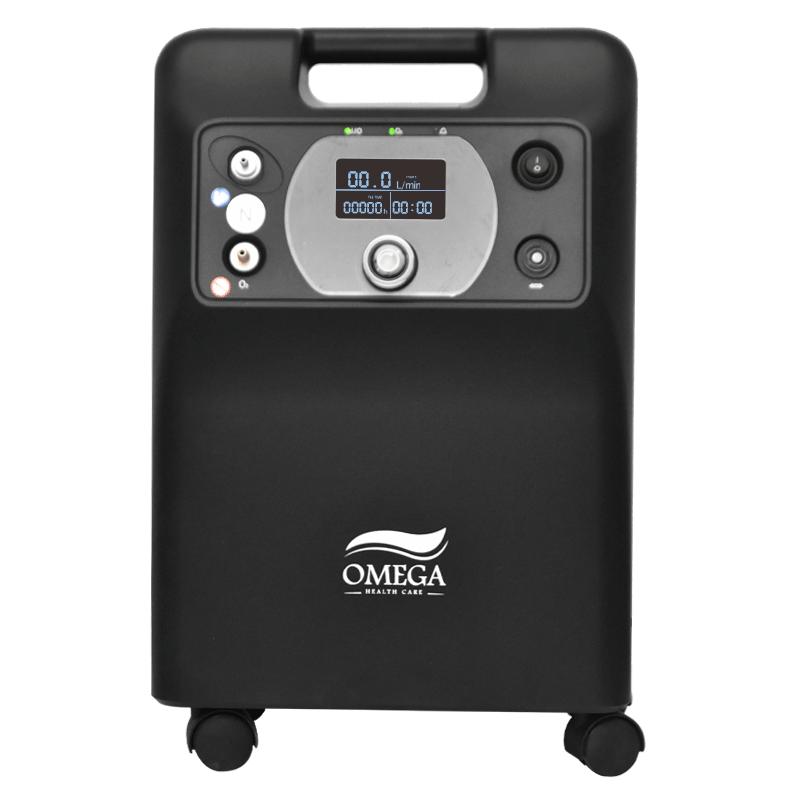 Omega Oxygen Concentrator 5 L - LCD screen 24 hr stable continuous Operation built in nebulizer Working hours: up to 10,000hr (Black)