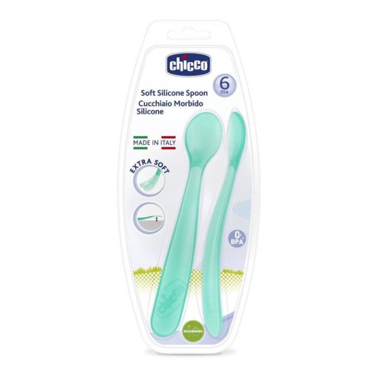 Chicco Soft Silicone Spoon, Pack Of 2 - Blue