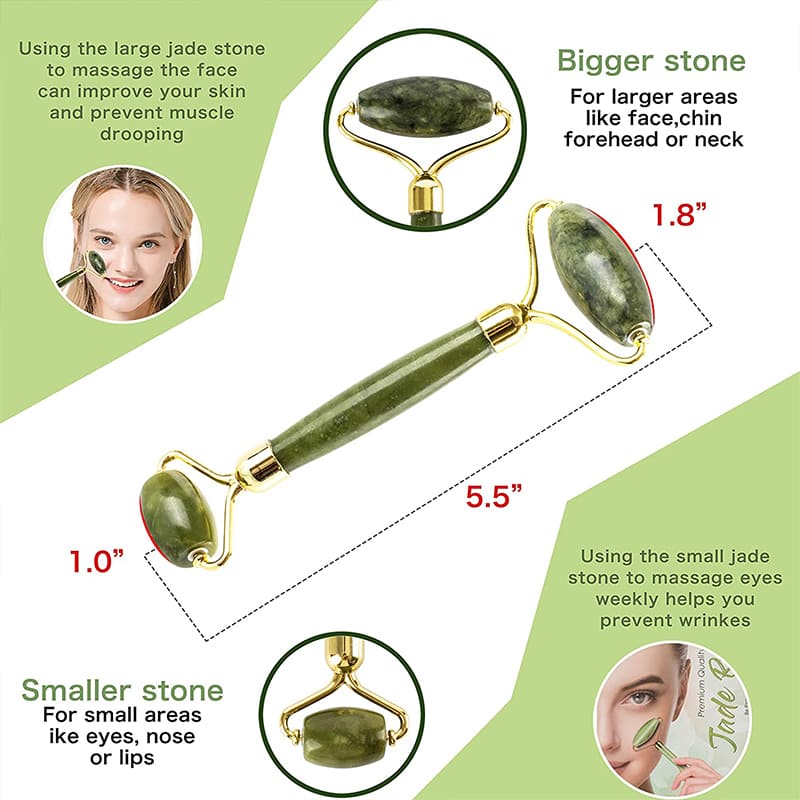Butterfly Facial Massage Natural Jade Roller Double Head Jade Stone Anti Wrinkle, Skin care Green Colour