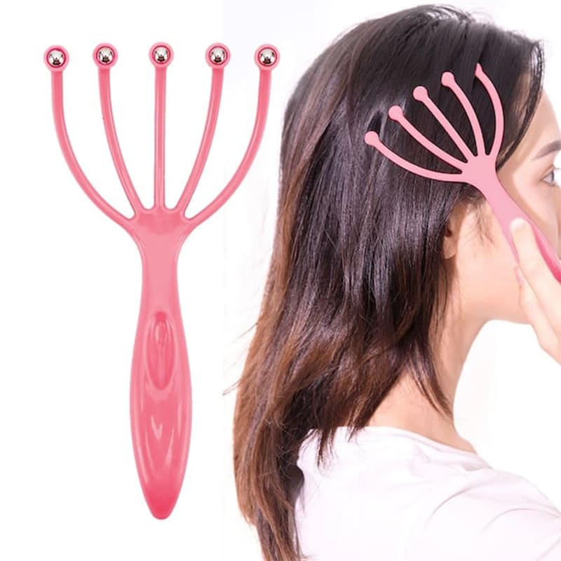 Butterfly Five Claw Head Massager For Relaxation & Enhance Blood Circulation Pink
