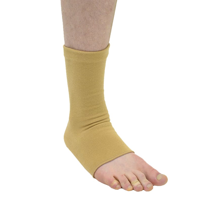Cotton / Elastic Ankle BraceCotton elastic ankle brace Ban 301 from MAXAR Non allergic and more comfortable  Beige color makes it blend in on the skin & unnoticeable under clothes (Color: Beige)