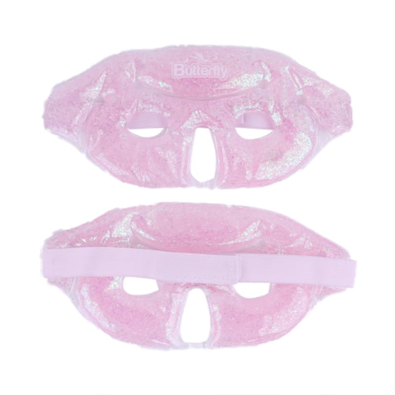 Butterfly Hot/Cold Fragmental Gel Beads Face Mask Therapeutic, Cosmetic Double + Facial Massage Natural Rose Pink Crystal Quartz Roller Double Head Jade Stone Pink Colour