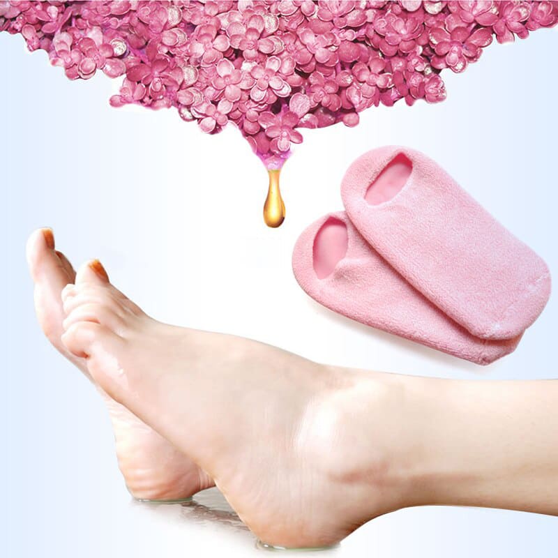 Butterfly Spa Gel Gloves + Butterfly Spa Gel Socks Reusable To 200 Times Moisturizing Whitening Exfoliating Pink