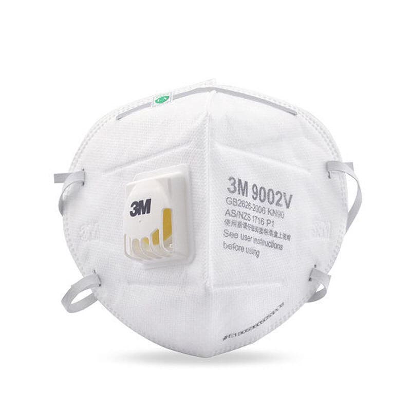 Protective Face Mask 3m 9002V With Breathing Valve For Protection From Viruses & Dust 1 Piece White Color