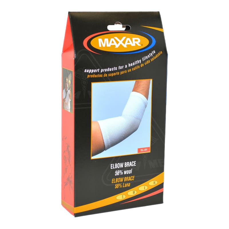 Wool elastic elbow brace by Maxar (TEL 201) for prevention & rehabilitation of elbow injuries