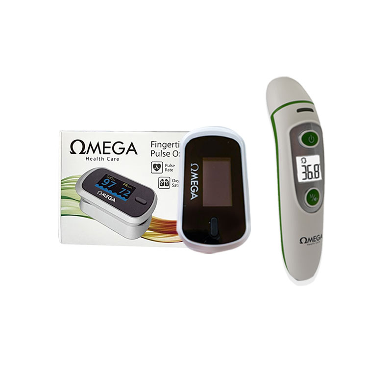 عرض ( ترمومتر قياس الحرارة عن بعد + جهاز قياس نسبة الأكسجين في الدم) من اوميجا