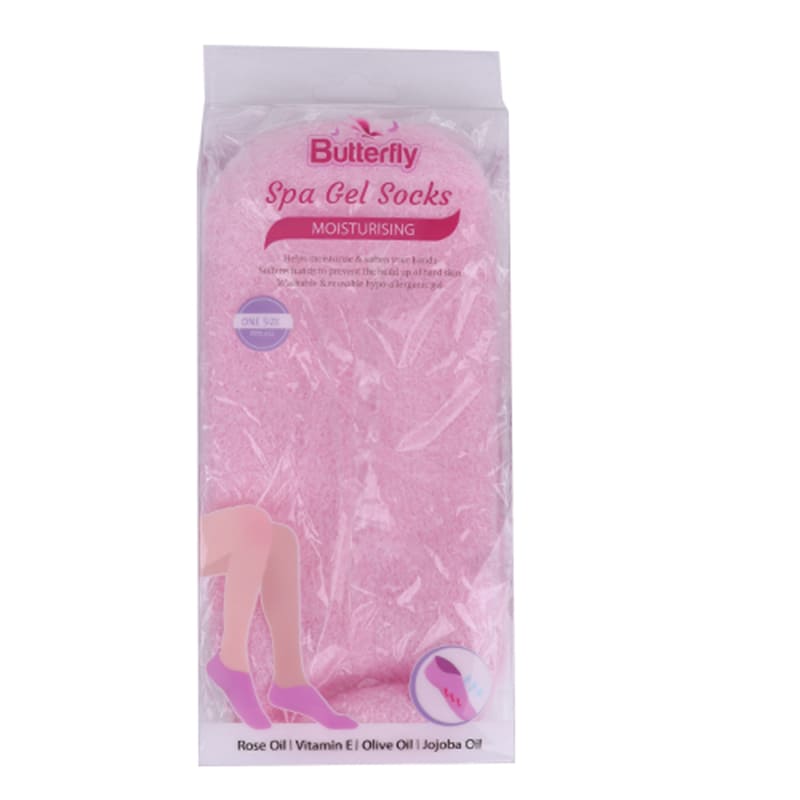 Butterfly Spa Gel Socks Reusable To 200 Times Moisturizing Whitening Exfoliating Pink