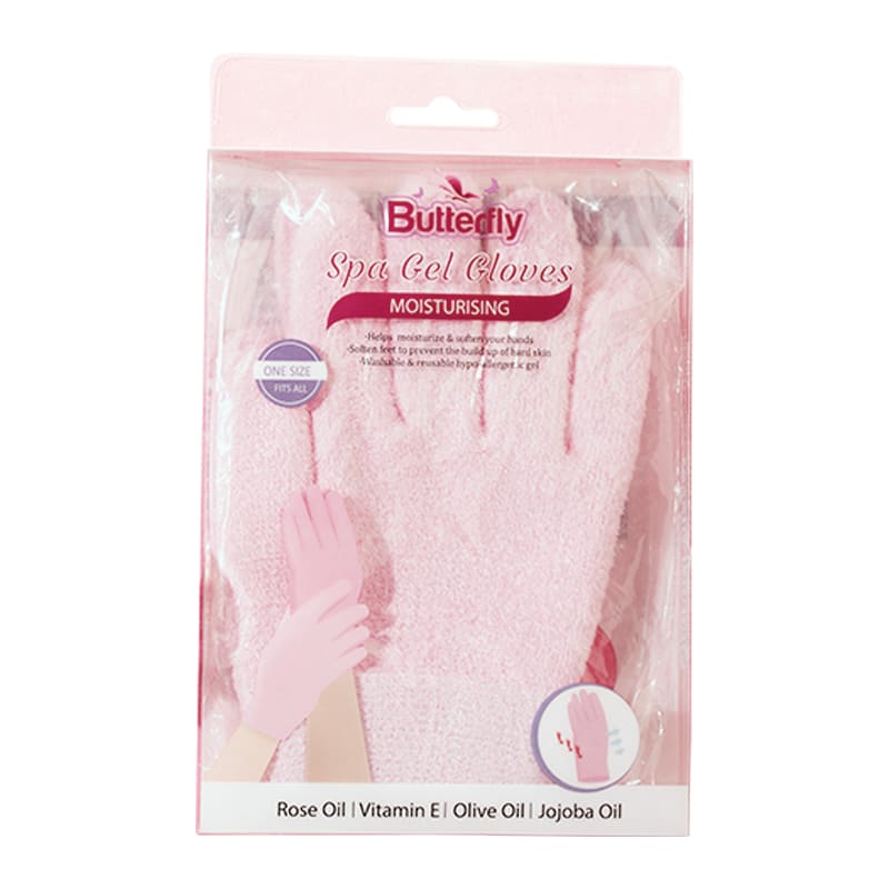 Butterfly Spa Gel Gloves Reusable To 200 Times Moisturizing Whitening Exfoliating Pink